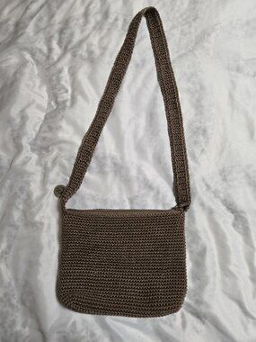 The Sak Original Women's Brown Crochet Shoulder Bag Neutral Boho Classic